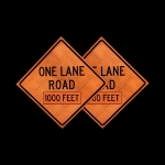 Roll Up Sign & Stand - 48 Inch Reflective One Lane Road 1000 Feet Roll Up Traffic Sign